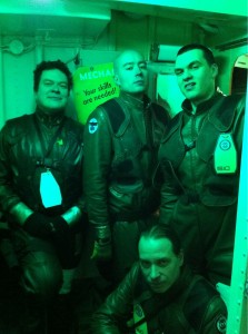 Pilots doing what they do best: lookin' good in the shuttle bay (Darby K.)